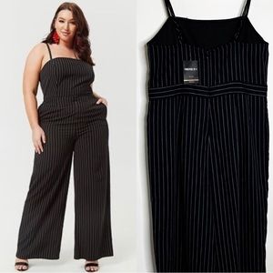 “NEW”‎ Forever 21 Pinstripe spaghetti strap jumpsuit Sz 0X